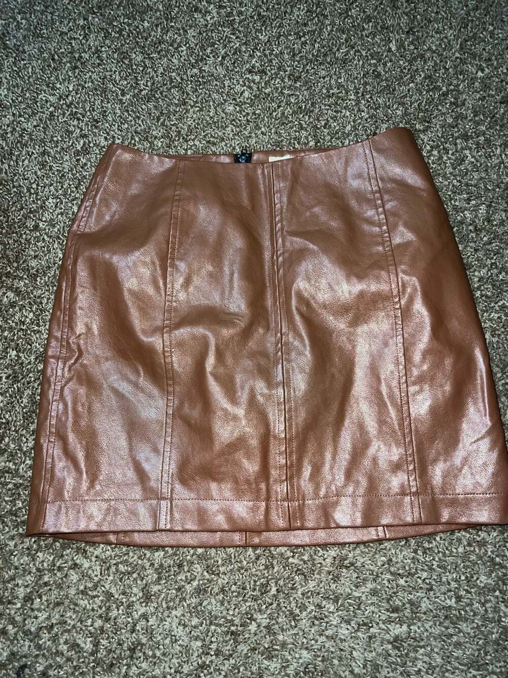 Hem & Thread Brown Faux Leather Mini Skirt